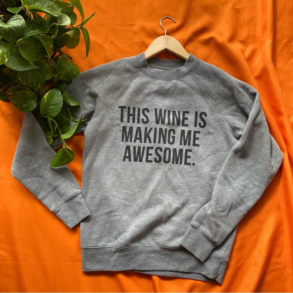 NWOT Brunette the Label Grey Wine Crewneck Sweater